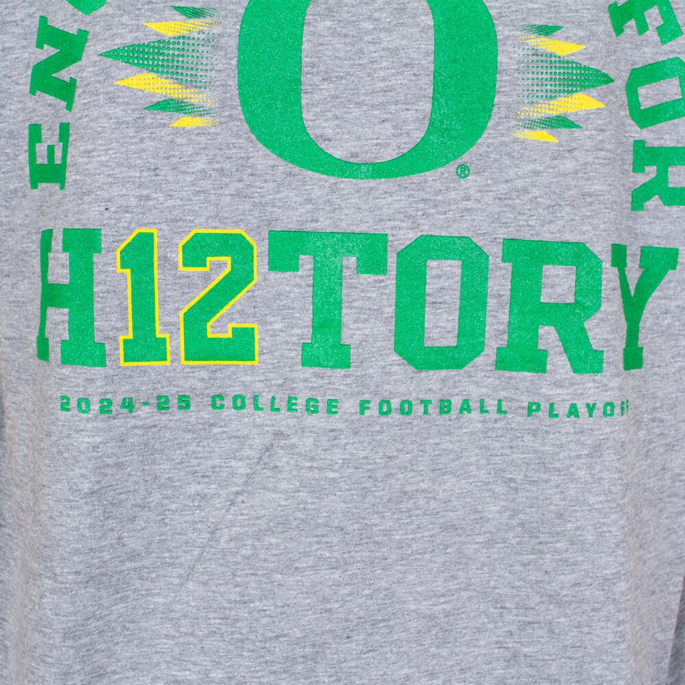 Classic Oregon O, Nike, Grey, Crew Neck, Cotton Blend, Men, Unisex, Football, Postseason, Round 1, Engineered for H12tory, T-Shirt, 913864